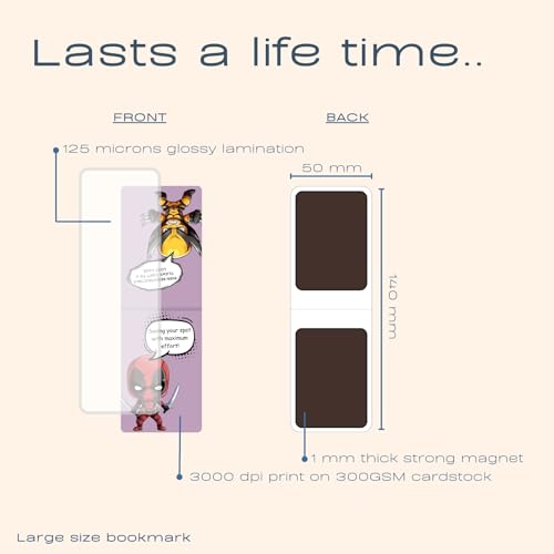 Image of Dia & Tia - 8 Elegant & Durable Superhero Themed Magnetic Bookmarks Set � Nature, Fantasy, Inspirational Quotes, and More | Perfect for Students, and Gift Ideas (Super Heroes, Large - 5x15 cm)
