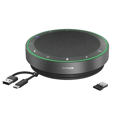Jabra Speak2 75 bezprzewodowy zestaw głośnomówiący Bluetooth, adapter Bluetooth USB-A, 4 mikrofony z redukcją szumów, pełnozakresowy głośnik 65 mm - certyfikat MS Teams i inne platformy - ciemnoszary