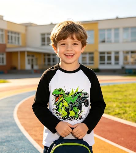 Image of Boys Construction Long Sleeve Raglan T-Shirt for 2-6 Years