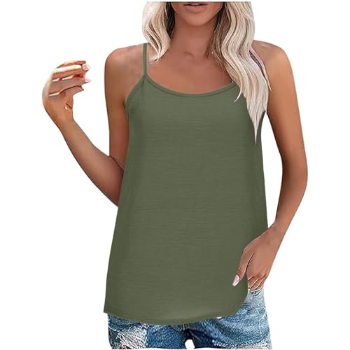 Plus Size Spaghetti Strap Tank Tops Women Summer Scoop Neck Loose Sleeveless Shirt Teen Girls Yoga Athletic Tank Tops