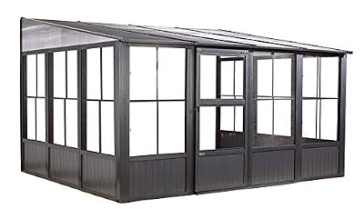 Sojag 440-9163025 Charleston Solarium Wall-Mounted Sunroom with Mosquito Nets, 10' x 13', Dark Grey