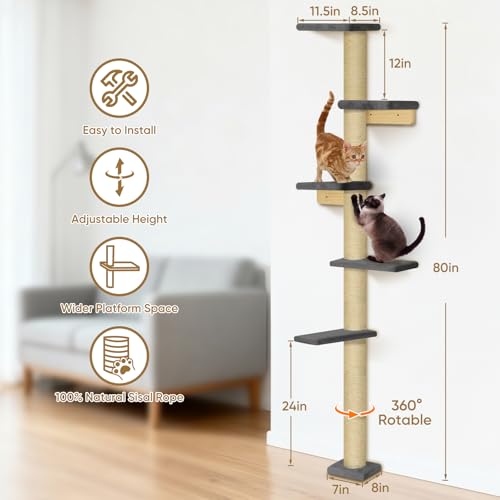 Torre para gatos de pared 5 niveles 80 pulgadas miniatura 4