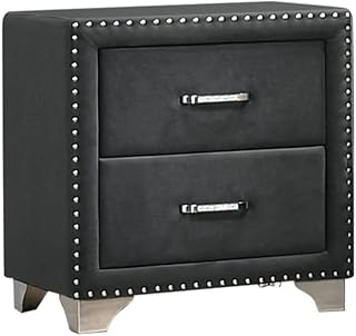MAKLAINE 2-Drawer Contemporary Velvet Upholstered Nightstand in Gray