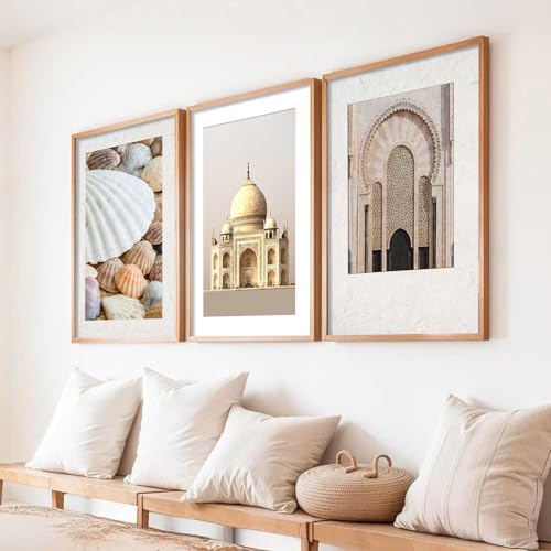 Image of HOTHOUSE Decorative Modern Wall Art Print With Frame Abstract Paintings For Living Room Bed Room Hotel Wall Decor Digital Reprint Set of 3 (10X13 inch)