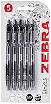 Zebra Pen Z Grip Black Ballpoint, Smooth & Comfortable Pens With Pocket Clip, Retractable Ballpoint, Reliable Black Biro Pens Multipack For Everyday Use - Black Ink, Medium Point