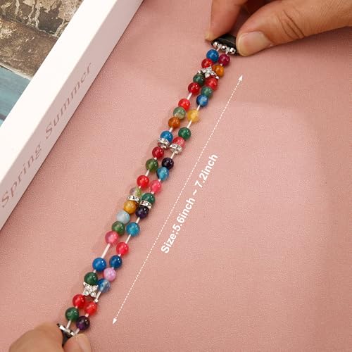 Image of Wongeto Compatible with Fitbit Luxe Bands,Fashion Handmade Elastic Stretch Pearl Bracelet Women Replacement Strap for Fitbit Luxe accssorises