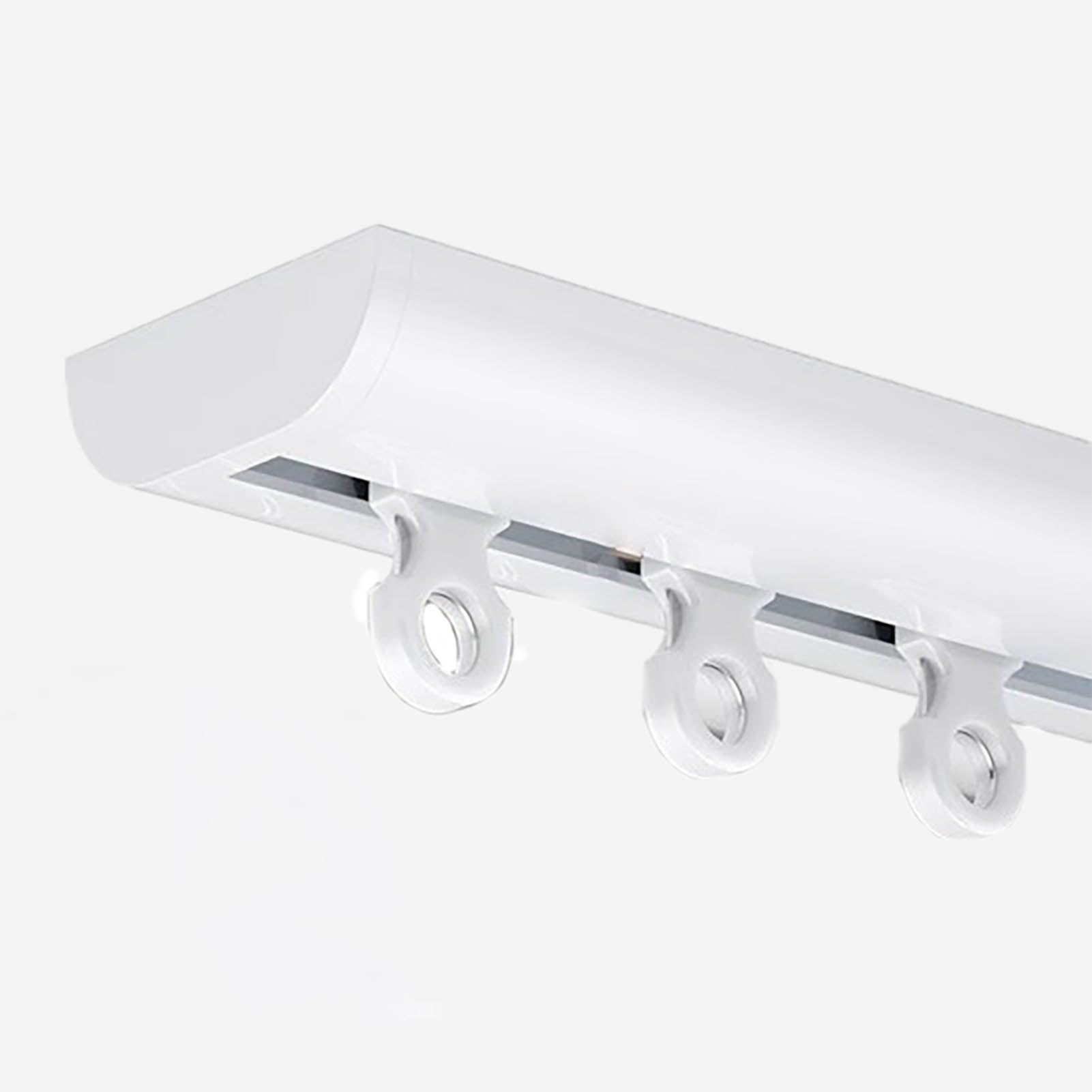 Tringle à rideau de douche réglable de 2,2 m – Rail coulissant avec crochets à rouleau lisses pour salle de bain, chambre à coucher et espaces d'intimité – Design en acier inoxydable durable Blanc
