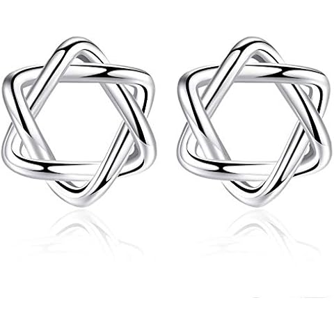 Belons 925 Sterling Silver Star of David Stud Earrings Mini Star Hexagram Earrings for Women Girls Cover