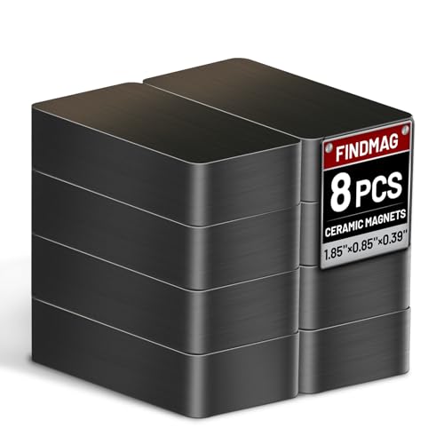 Image of FINDMAG Ferrite Magnet, 8 Pack Ceramic Block Magnets, Industrial Magnet Heavy Duty, Strong Magnets with Adhesive Backing for Whiteboard, DIY Crafts, Kitchen, Science, Cruises - 1.86”L*0.85”W*0.39”H