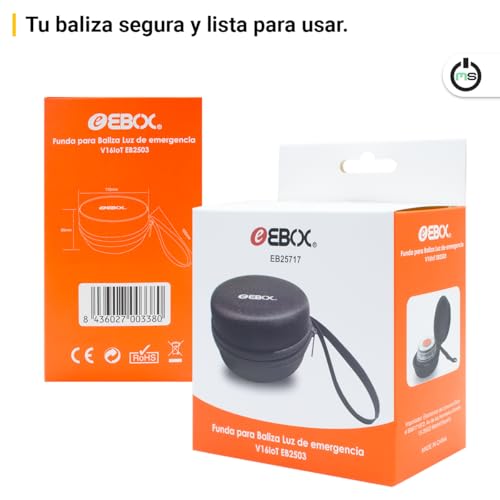 Miniatura 5 de Movilshop Funda Baliza V16 Luz De Emergencia Funda Antigolpes Homologada Dgt Estuche Rígido Protector Material Resistente Color Negro 110 60 Mm Protección Frente Golpes, Polvo Y Agua