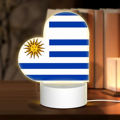 Phayah Lámpara de luz LED 3D con patrón de bandera de Uruguay, cable USB, ajustable, base de 3 modos, soporte de exhibición para sala de Navidad, restaurante, bar, tienda