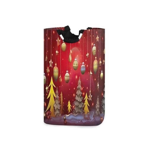 Jihqo Laundry Hamper Basket Christmas Balls Decoration Collapsible Nursery Storage Bin Waterproof Clothing Baskets for Home Bedroom Bathroom Washing Room