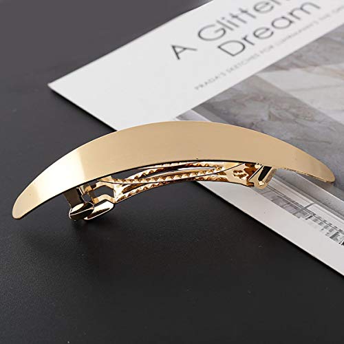 Set Of 2 Simple French Hair Barrettes Spring Hair Clip Women Metal Gold And Silver Hairpins Hair Jewelry (Oval) #TOP3
