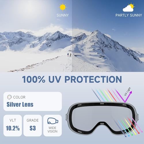 Lunettes de ski sphériques avec finition miroir haute clarté