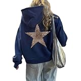 Women Oversized Sweatshirt Leopard Star Hoodies Casual Long Sleeve Sweaters Thick Warm Tops Coat Fashion Fall Clothes