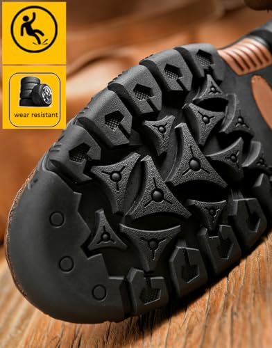 Men's Waterproof Hiking Boots Lace-up Lightweight & Breathable Mid Ankle Work Shoes Moc Anti Slip Trekking Shoes Casual Climbing Hiker Outdoor Boots4