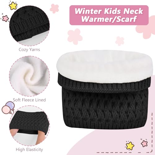 Image of Kids Winter Hat Gloves Scarf Set,Toddler Girls Winter Hat Kids Beanie with Pom Neck Warmer Gaiter Mittens Fleece Lined Set