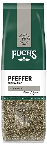 Fuchs Gewürze - Pfeffer schwarz gemahlen im recyclebaren Nachfüllbeutel - 60 g