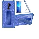 Coque pour Oukitel U25 Pro+ Plus Coque �tui Case Cover Hybride [avec Protection d'�cran en Verre tremp�] [Support magn�tique Pliable] [givr� r�sistant aux Empreintes digitales] Bleu