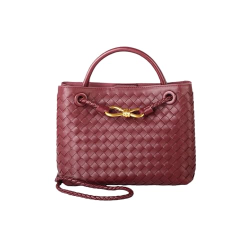 Eiyye Bolsa feminina de couro, feita à mão, alça superior, bolsa tiracolo para uso diário, trabalho, viagens, Borgonha, 9.8'L × 3.5'W × 7.5'H