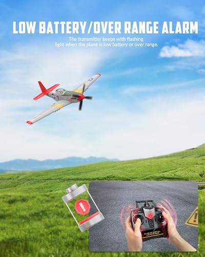 VOLANTEXRC P51D 2,4 GHz RC-Flugzeug mit 2 Batterien - RC Plane 4-Kanal RTF Modellflugzeug für Anfänger, Kinder und Erwachsene