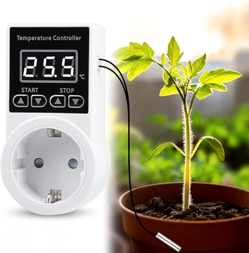 Enchufe termostático con sonda, regulador de temperatura, enchufe digital, termostato con pantalla LCD para frigorífico, germinación de semillas de invernadero, invernadero, acuario