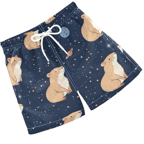 Pigsaly Boys Swim Trunks Capybara Galaxy Space Boys Board Shorts Swimsuit Swimwear Summer Bathing Suit 4T Multicolor