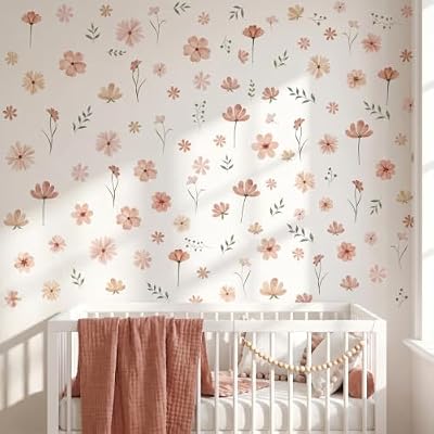 Nivofu 9 Hojas Pegatinas Pared Decorativas Flores con Espatula, 20x30cm Vinilos de Pared Decorativos Botanicos, Adesivos Paredes Decoracion Impermeable para Habitacion Nina, Dormitorio y Guarderia