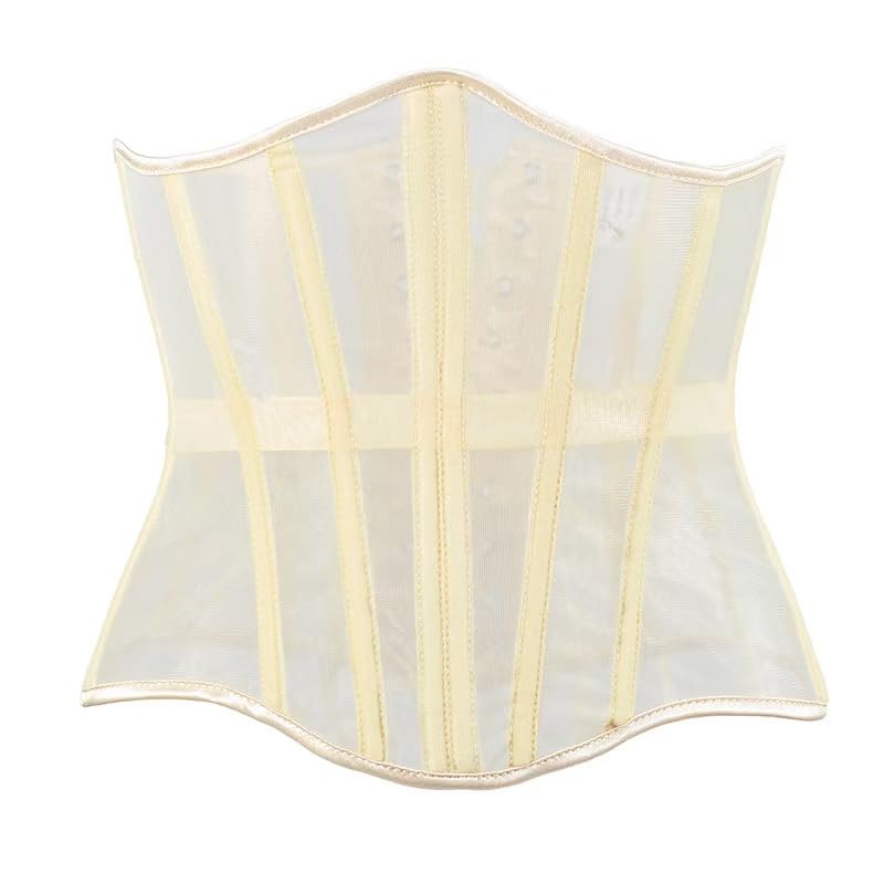 Mesh Corset Waist Trainer for Women - Underbust Corset Lace Up - Waist Cincher Shapewear (UAE/KSA Alpha XXL Regular Regular Beige)