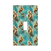 Tropical Cute Monkey Print Light Switch Cover Plate, 1- Gang Standard Size 4.5\" x 2.76\", Decorative Toggle Wall Plate Covers, Unbreakable Polycarbonate Thermoplastic