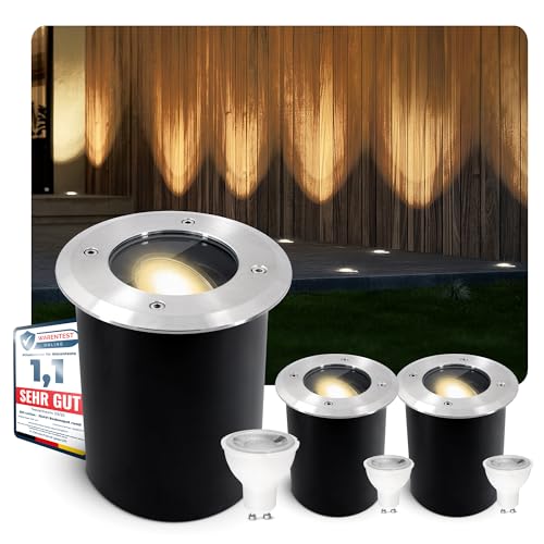 SSC-LUXon 3 Stück JUAVI Bodeneinbaustrahler GU10 IP67 schwenkbar - mit LED...