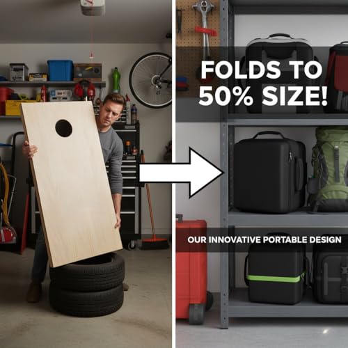 Image of Cornhole Set, Cornhole Boards with 8 Bean Bags,Portable Game Set for Travel Home Office Recreation Tailgate