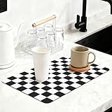 Yinoos 12' x 20' Checkered Dish Drying Mat for Kitchen Counter, Absorbent Coffee...
