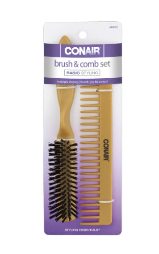 Conair Simulated Wood Thumb Grip Nylon Volume Comb Set #TOP19