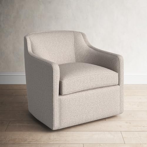Image of Lakdi The Furniture Co. Modern Home & Living Room Lounge Chair Furniture | Upholstered in Linen Wide Swivel Accent Arm Chair| Internal Structure Made in Solid Wood |Swivel Base|- (151851257)