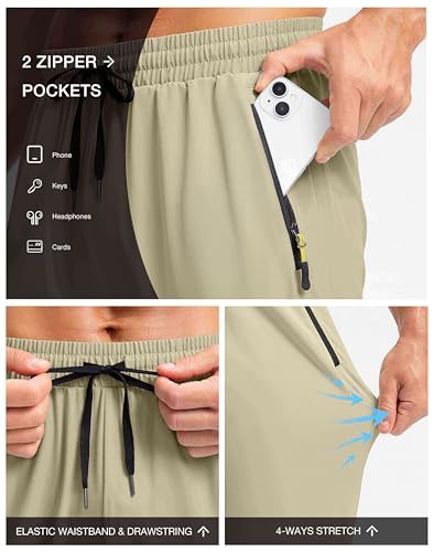 Image of Pudolla Men's Lightweight Hiking Pants Quick Dry Outdoor Sweatpants with Zipper Pockets for Athletic Workout Casual Travel