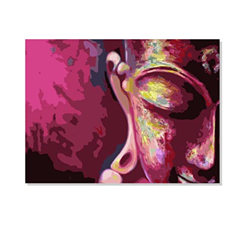 Image of RANGOLI 100% Cotton Stretched Canvas Painting 400 GSM, Framed Modern Art Lord Buddha Canvas Abstract Wall Art for Living Room, 3D Paintings for Wall Decor (16 x 23 Inch With Frame)