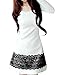 Allegra K Women Fall Winter Long Sleeves Lace Embellished Shift Short Dress