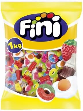 Sour Gummy Mix 1kg FINI   Assorted Fizzy & Tangy Jelly Sweets   Colourful Soft Pick  n  Mix Style Candy Bag