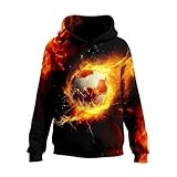 Caractéristiques: Style long Générique Sweat Homme Capuche Motif Ballon Football Enflammé Manches Longues Poche Kangourou Coupe Oversize Sweat Supporter Stade Pull Soirée Match Pull Gaming Foot Veste de Skateboard
