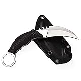 KIASLORE Outdoor Survival Bear Claw Tactical Knife Finger Fixed Blade Knife Steel Handle Sharp Fixed Blade with Sheath (Silver, 16.5cm)