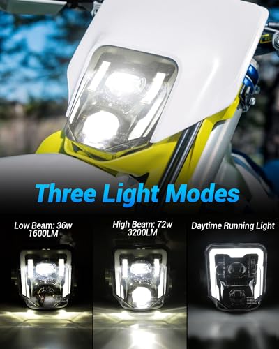 Image of XPCTD Dirt Bike Headlight 3200LM LED Motocross Headlight with DRL Fit For Husqvarna 2017-2023 FE250 FE350 FE450 FE501 FE501S FE701SM TE150 TE250i TE300i TX125 FC250 Pit Bike Enduro Motorcycle Black