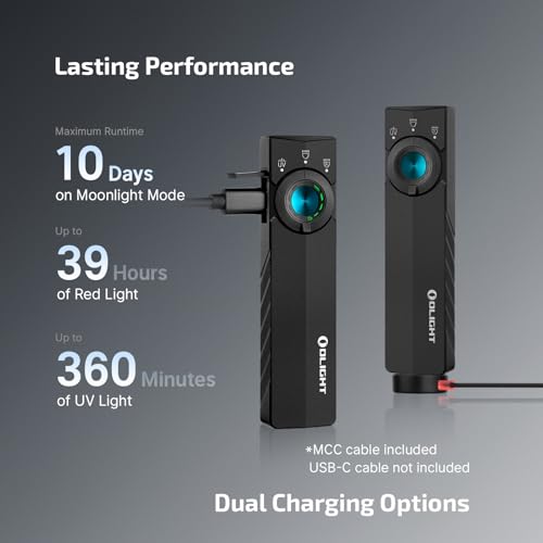 OLIGHT ArkPro Lite Flat Pocket Flashlight, Rechargeable Portable 1200 Lumens with White LED, Red Light, and UV Light, Triple Sources for Pet Urine Detection, Camping, Emergency, Working (Matte Black) - Image 8