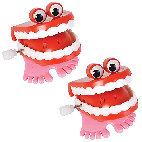 The Dreidel Company Wind Up Teeth Chomping & Chattering Teeth with Googly Eyes Toys for Kids Birthday Party Favors, Novelty and Gag Gifts, 1.75