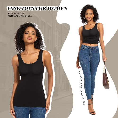 Image of TVKSOM 5 Pack Basic Ribbed Tank Tops for Women Layering Undershirts