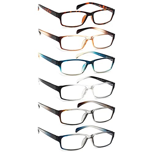 JOSCHOO Computer Reading Glasses For Women Men 6 Pack Spring Hinge Readers Blue Light Blocking (Mix Color-5, 1.50, Multiplier_X), Mix Colors-5, Medium by JOSCHOO - Used condition - CA$13.86