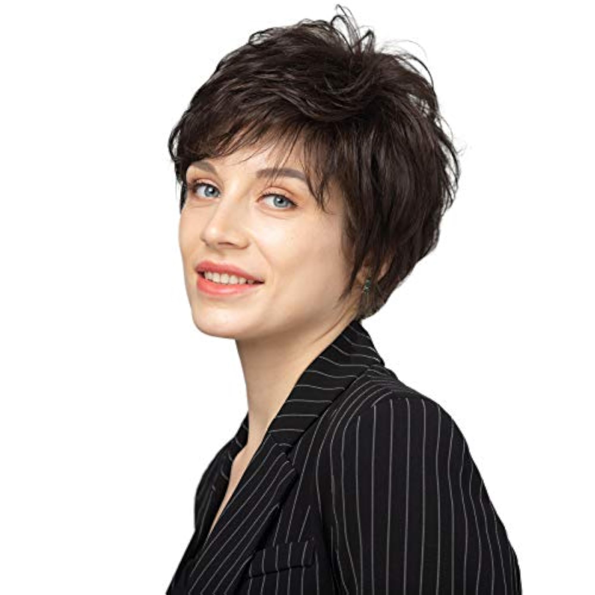 Short Pixie Cut Wig for Women, Human Blend Synthetic Fiber