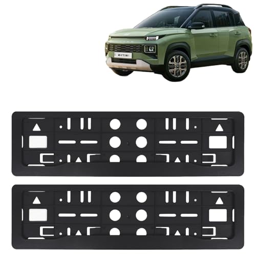 Image of KINGSWAY Exter Car Number Plate Frames for All 2023 Onwards Models of Hyundai Car Registration Plate Holders, Black Licence Plate Covers (Front and Rear), Universal Size 51.5 x 14.5 cm