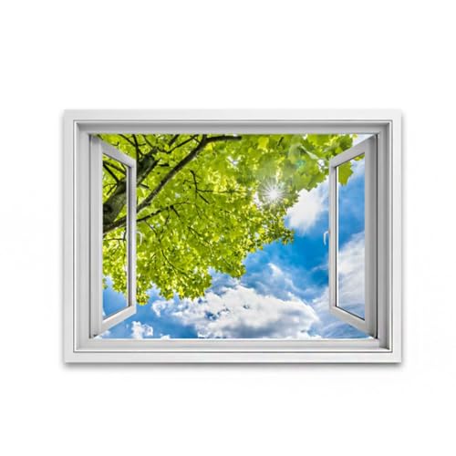 Ventana LED decorativa de paisaje verde en lienzo 120x80 con efecto real 2