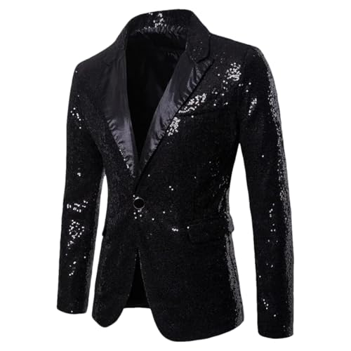Men Sequin Suit Jacket Solid Bar KTV Stage Dress Male Blazer One Buttons Wedding Coat